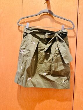 J. Crew Olive Green Womens Skirt with Waist Tie